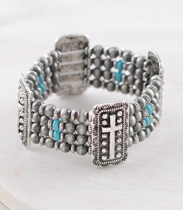 WHAT'S NEW :: Wholesale Western Cross Navajo Pearl Bead Bracelet