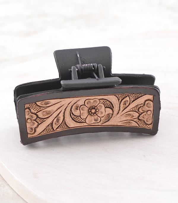 HATS I HAIR ACC :: HAIR ACCESSORIES :: Wholesale Western Leather Tooled Hair Clip