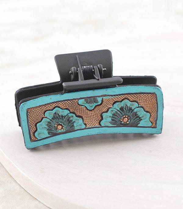 WHAT'S NEW :: Wholesale Western Leather Floral Tooled Hair Clip