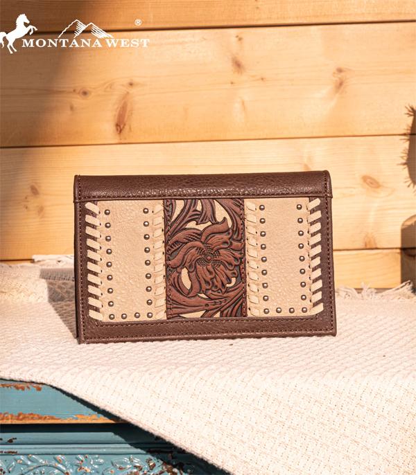 MONTANAWEST BAGS :: MENS WALLETS I SMALL ACCESSORIES :: Wholesale Montana West Floral Tooled Wallet