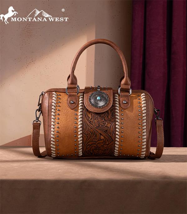 MONTANAWEST BAGS :: WESTERN PURSES :: Wholesale Montana West Tooled Barrel Satchel Bag