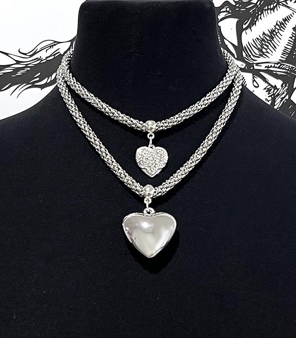 NECKLACES :: TRENDY :: Wholesale Heart Pendant Layered Necklace