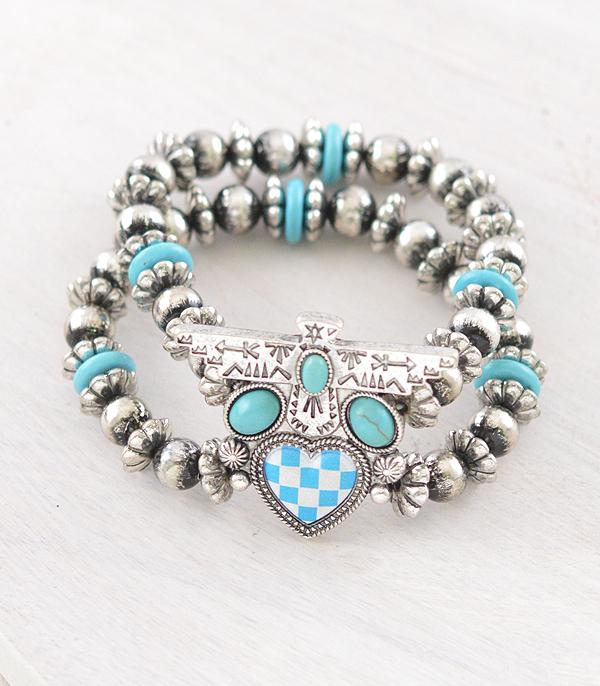 BRACELETS :: STRETCH-BEAD :: Wholesale Western Checkered Thunderbird Bracelet