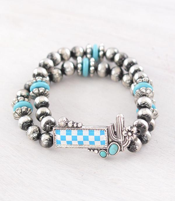 New Arrival :: Wholesale Western Checkered Bar Bracelet