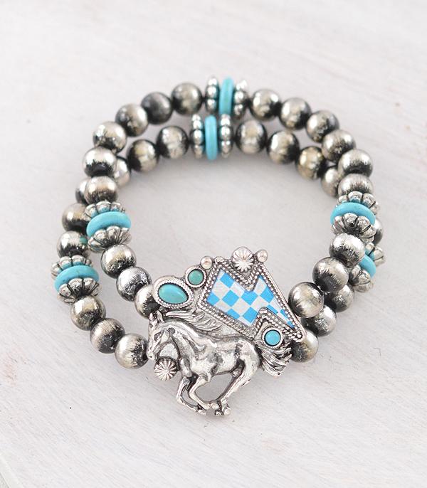 New Arrival :: Wholesale Western Checkered Horse Navajo Bracelet