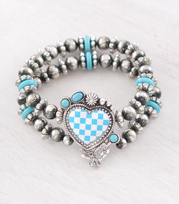 New Arrival :: Wholesale Western Checkered Heart Navajo Bracelet