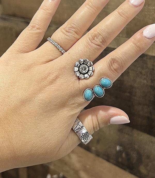 RINGS :: Wholesale Western Turquoise Flower Ring