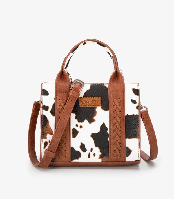 MONTANAWEST BAGS :: CROSSBODY BAGS :: Wholesale Wrangler Cow Print Mini Tote Crossbody 