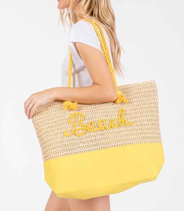 HANDBAGS :: FASHION :: Wholesale Rope Beach Letter Summer Tote Bag