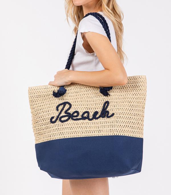 HANDBAGS :: FASHION :: Wholesale Rope Beach Letter Summer Tote Bag