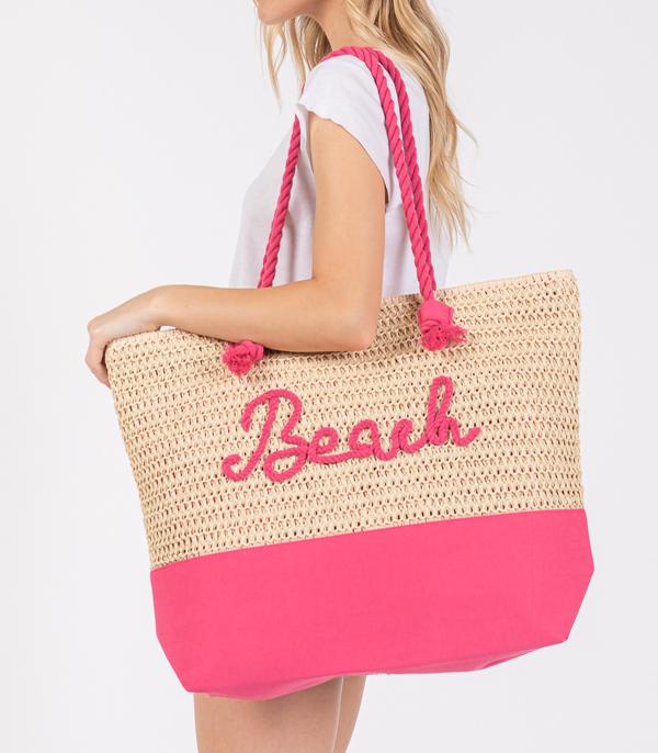 HANDBAGS :: FASHION :: Wholesale Rope Beach Letter Summer Tote Bag