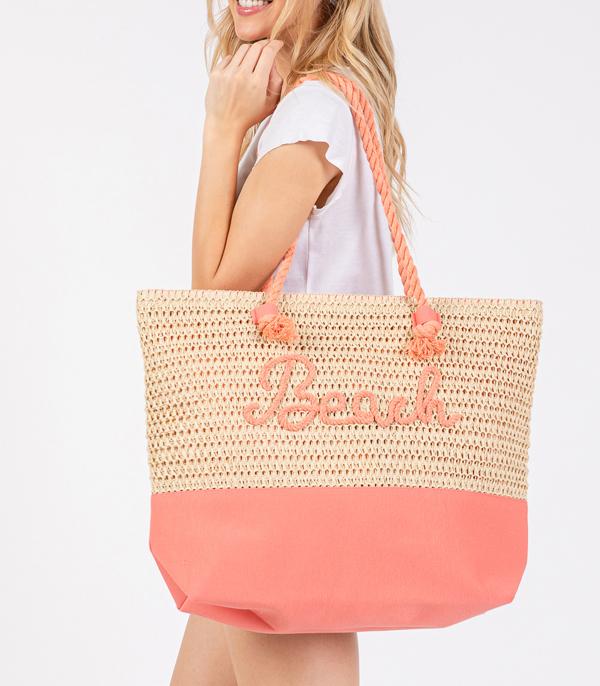 HANDBAGS :: FASHION :: Wholesale Rope Beach Letter Summer Tote Bag