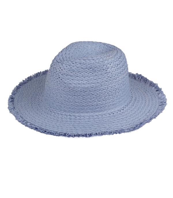 New Arrival :: Wholesale Solid Color Frayed Straw Hat