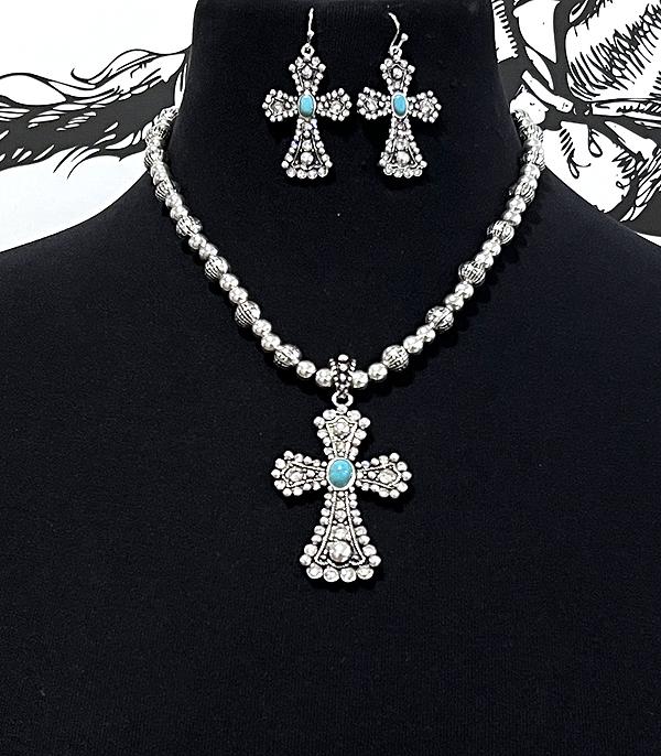 New Arrival :: Wholesale Western Cross Pendant Necklace Set