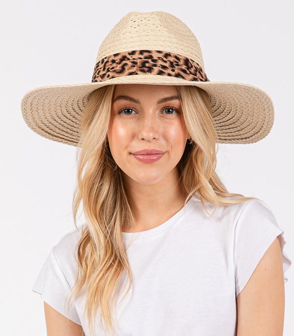 HATS I HAIR ACC :: RANCHER| STRAW HAT :: Wholesale Leopard Band Straw Hat