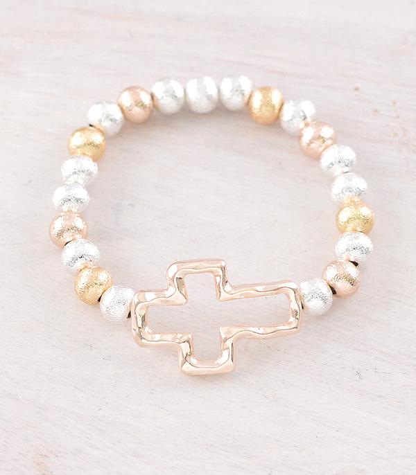 New Arrival :: Wholesale Metallic Bead Cross Bracelet