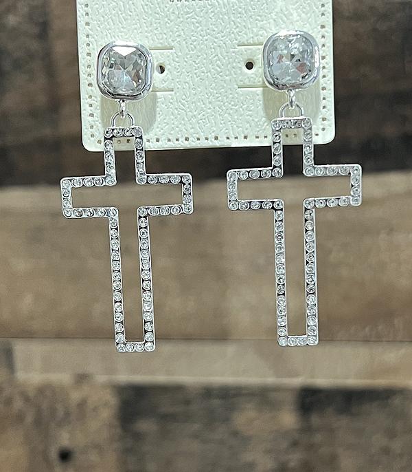 WHAT'S NEW :: Wholesale Rhinestone Cross Cut-Out Earrings