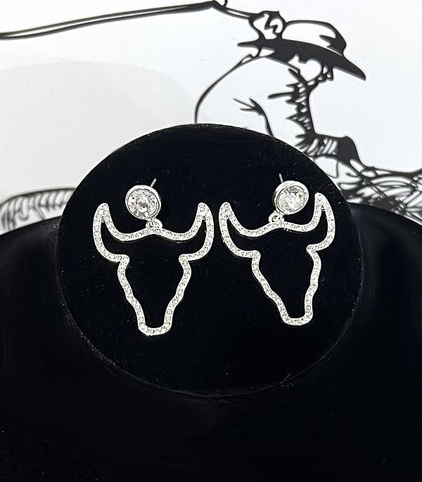 WHAT'S NEW :: Wholesale Rhinestone Cow Skull Earrings