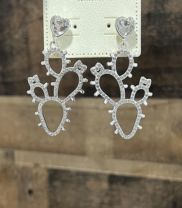 New Arrival :: Wholesale Rhinestone Cactus Earrings