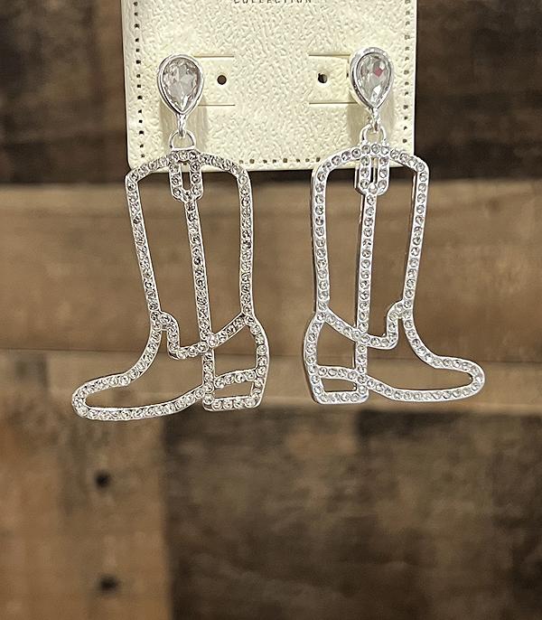 EARRINGS :: WESTERN POST EARRINGS :: Wholesale Rhinestone Cowboy Boots Earrings