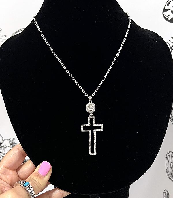 NECKLACES :: CHAIN WITH PENDANT :: Wholesale Rhinestone Cross Pendant Necklace