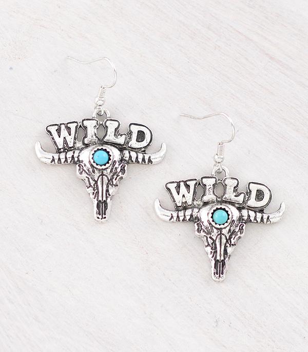 EARRINGS :: WESTERN HOOK EARRINGS :: Wholesale Western Wild Cow Skull Earrings