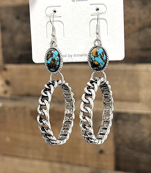 New Arrival :: Wholesale Western Turquoise Hoop Earrings