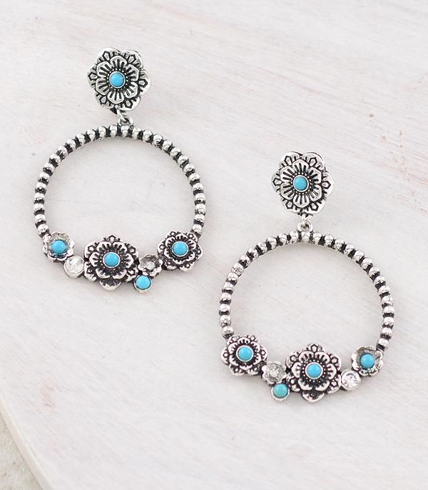 WHAT'S NEW :: Wholesale Western Turquoise Flower Hoop Earrings