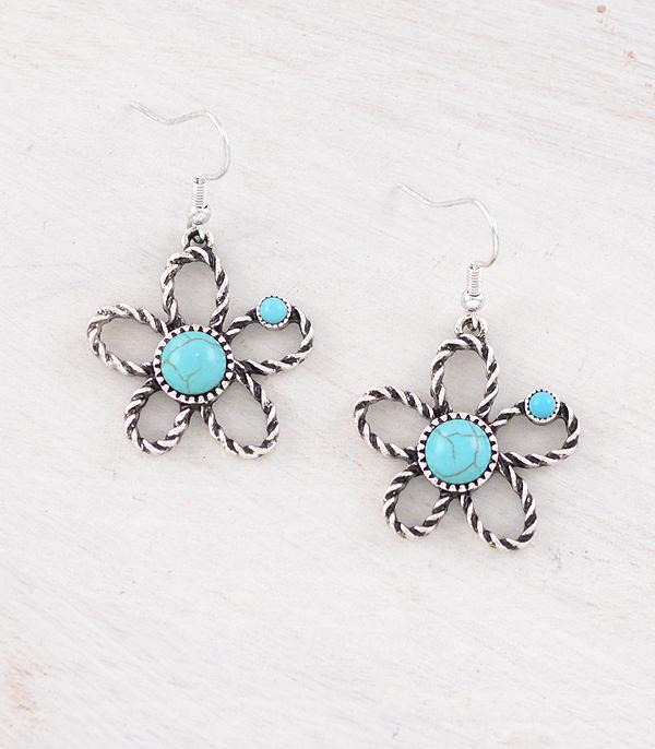 New Arrival :: Wholesale Western Turquoise Flower Earrings