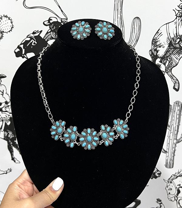 NECKLACES :: WESTERN TREND :: Wholesale Western Turquoise Concho Necklace Set