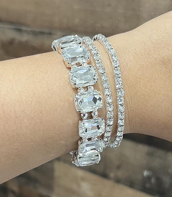 New Arrival :: Wholesale Clear Stone Stackable Bracelet Set