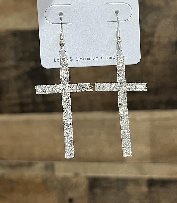 New Arrival :: Wholesale Rhinestone Cross Earrings