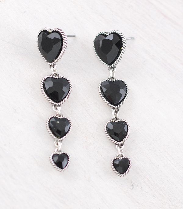 New Arrival :: Wholesale Heart Glass Stone Drop Earrings