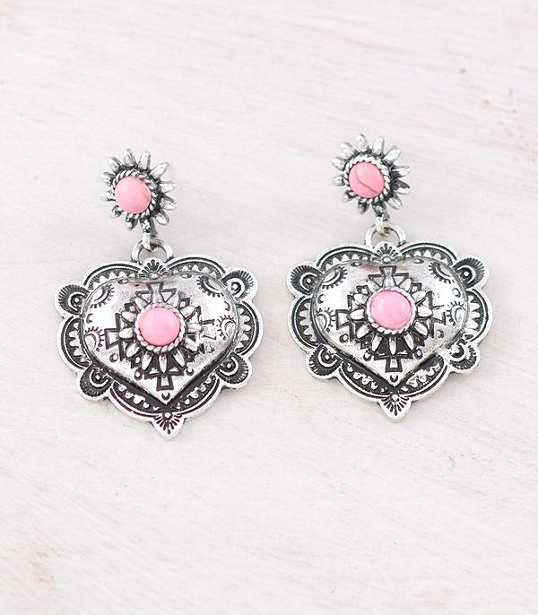 EARRINGS :: WESTERN POST EARRINGS :: Wholesale Western Heart Concho Earrings