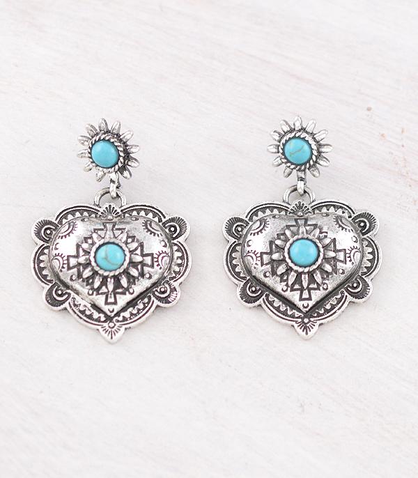 EARRINGS :: WESTERN POST EARRINGS :: Wholesale Western Heart Concho Earrings