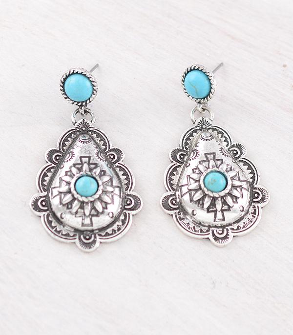 New Arrival :: Wholesale Western Teardrop Concho Earrings