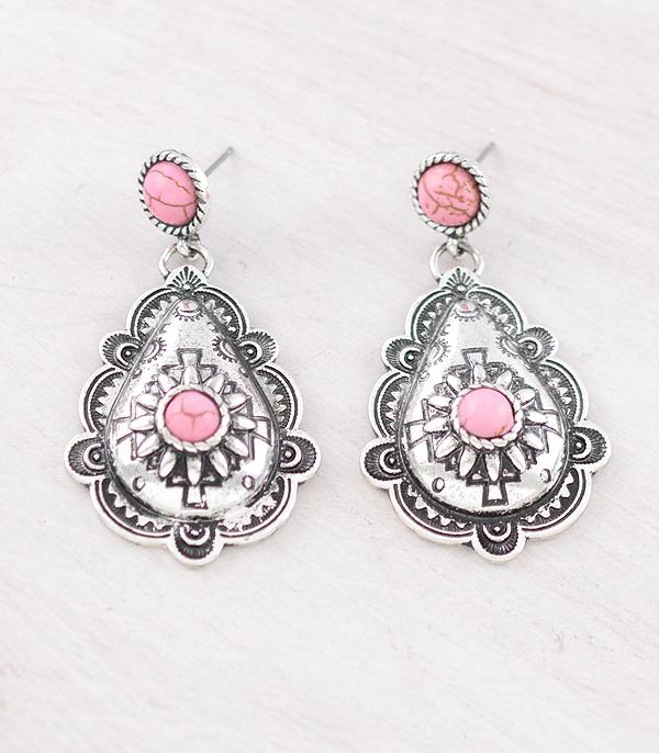 New Arrival :: Wholesale Western Teardrop Concho Earrings