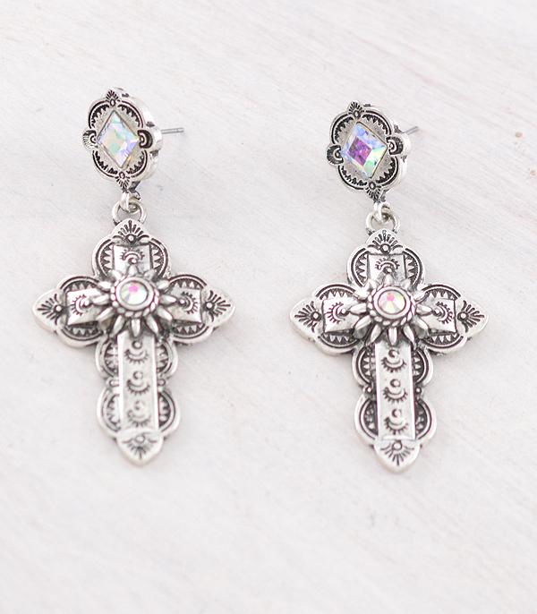 New Arrival :: Wholesale Western Cross Concho Earrings