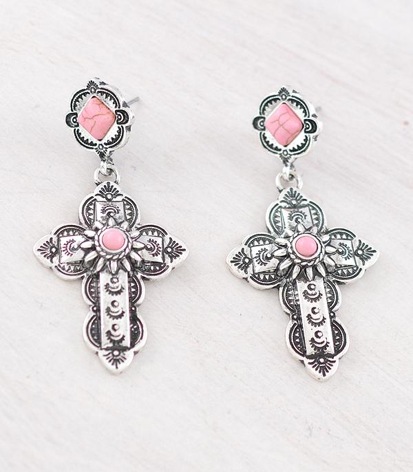 New Arrival :: Wholesale Western Cross Concho Earrings