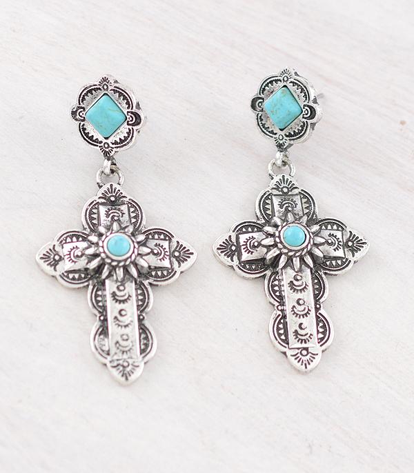 WHAT'S NEW :: Wholesale Western Turquoise Cross Concho Earrings