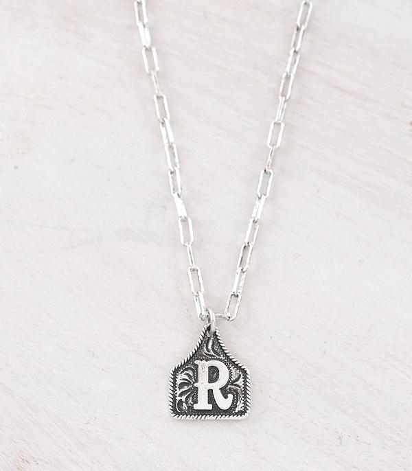 INITIAL JEWELRY :: NECKLACES | RINGS :: Wholesale Western Cattle Tag Initial Necklace