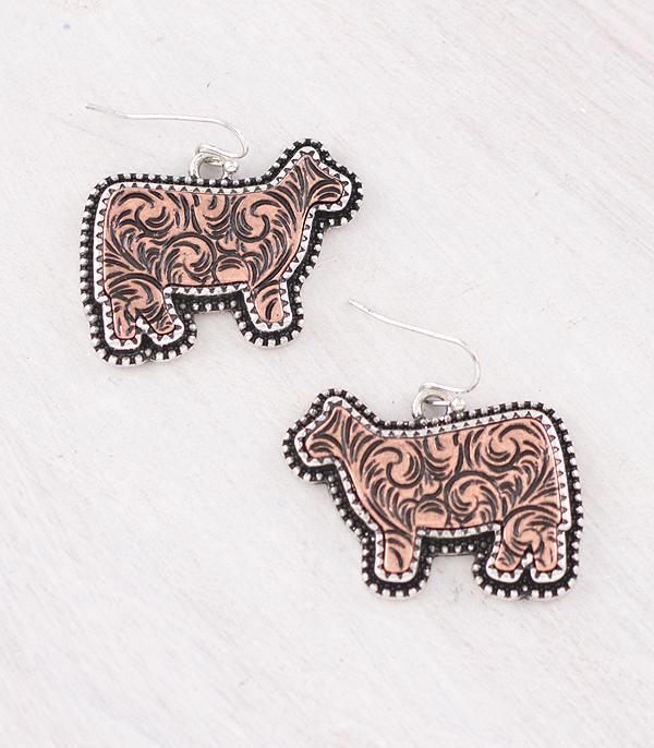 EARRINGS :: WESTERN HOOK EARRINGS :: Wholesale Tooling Cow Earrings