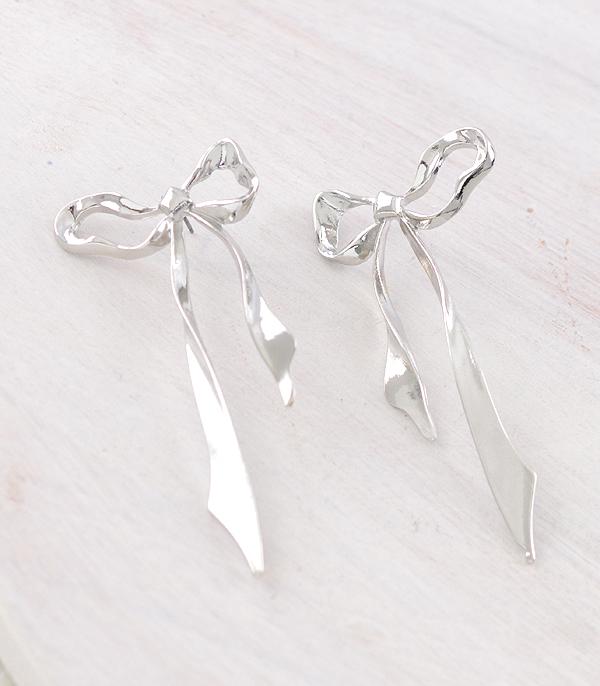 New Arrival :: Wholesale Silver Bow Oversized Earrings