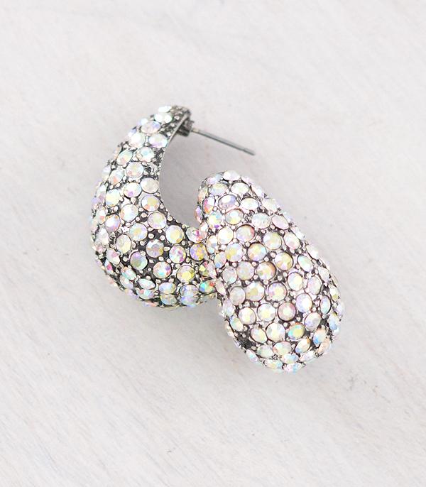 New Arrival :: Wholesale AB Stone Pave Hoop Earrings