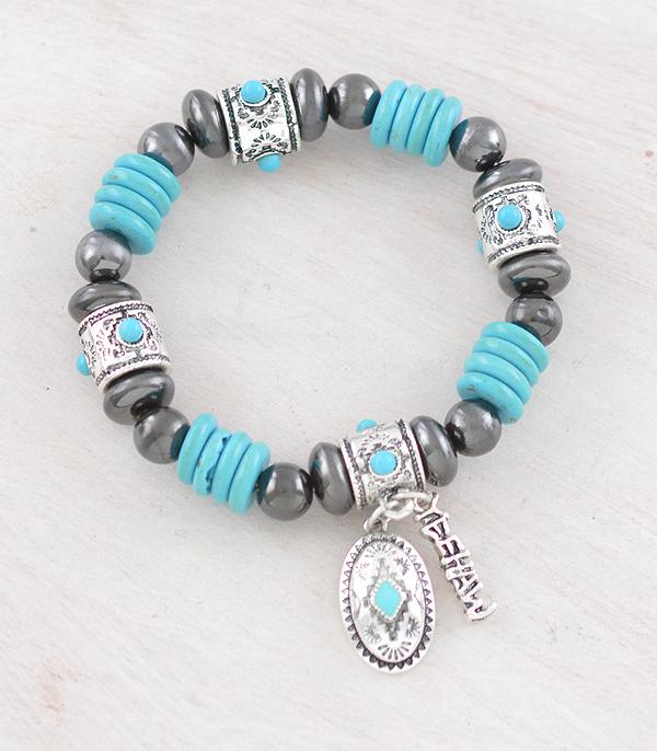 BRACELETS :: STRETCH-BEAD :: Wholesale Aztec Charm Navajo Pearl Bracelet