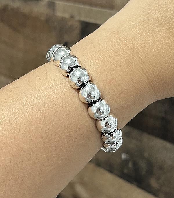 BRACELETS :: STRETCH :: Wholesale Western Silver Ball Bracelet