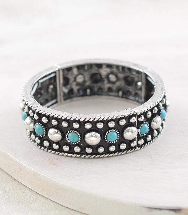 BRACELETS :: STRETCH :: Wholesale Western Turquoise Concho Bracelet