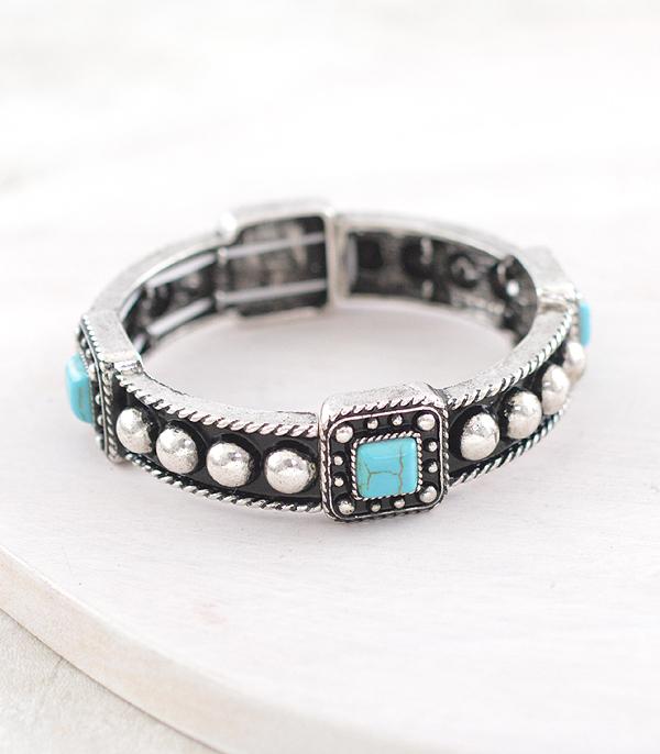BRACELETS :: STRETCH :: Wholesale Western Turquoise Concho Bracelet