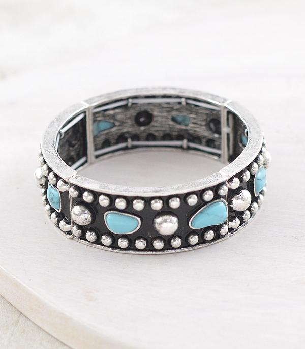 BRACELETS :: STRETCH :: Wholesale Western Turquoise Concho Bracelet